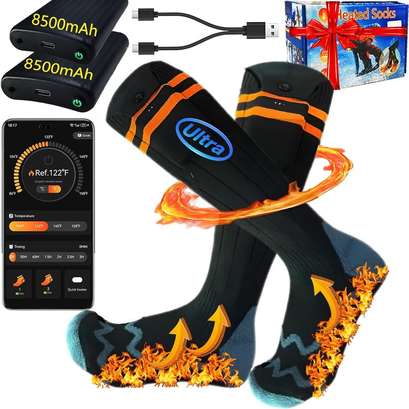 ANSOZLEE Heated Socks, Heated Socks for Women Men with App Control 2 * 8500mAh Rechargeable Electric Heated Socks Washable Warm Socks for Outdoors Work Skiing Hunting Riding Cycling Hiking Camping Xmas Gifts - Image 1